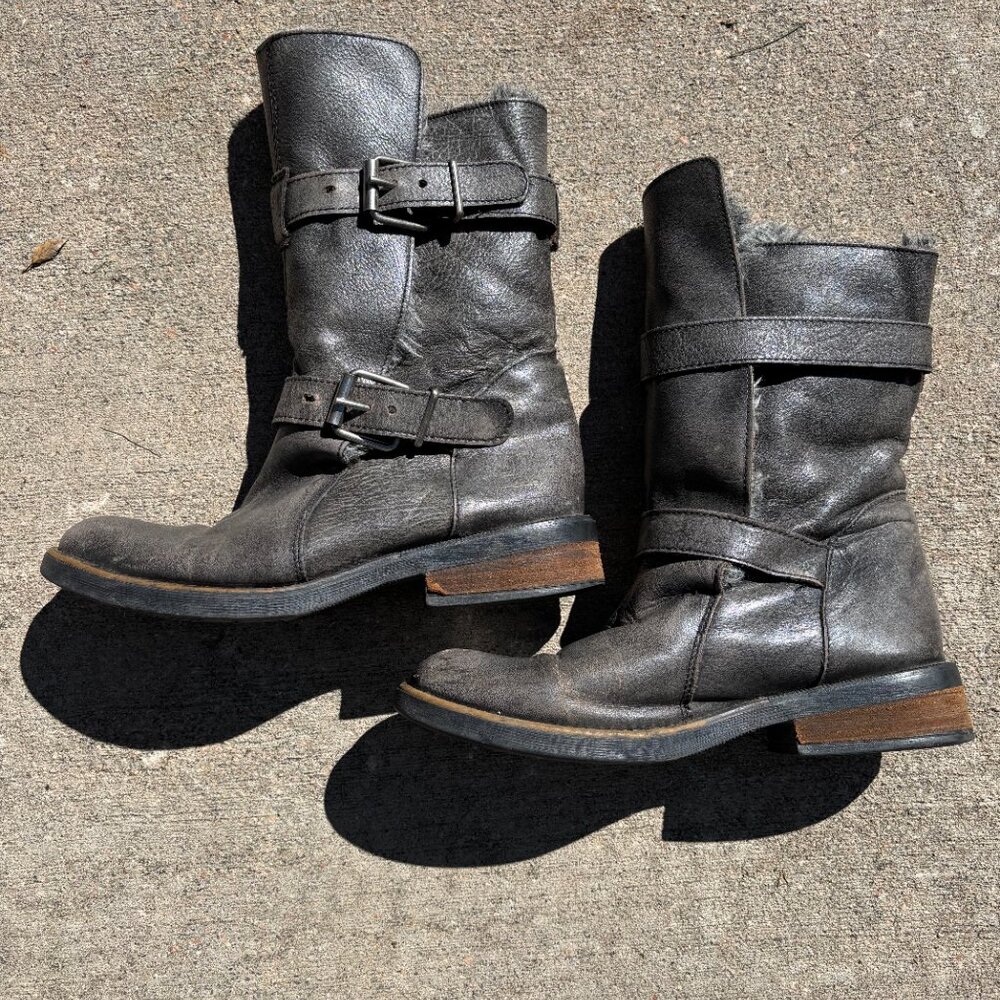 Steve Madden Gray Distressed Boot with Buckles